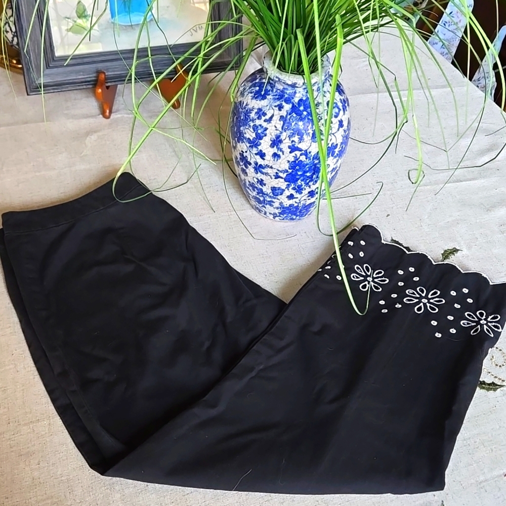 Ann Taylor Loft Cropped Embroidered Pants